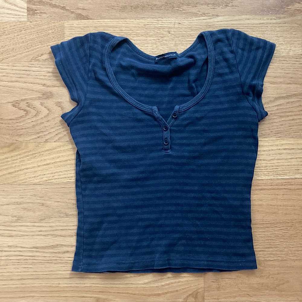 Brandy Melville Buttoned Hailee Striped Top